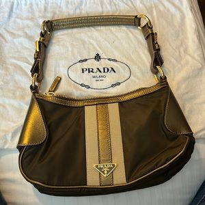 Prada gold two tune shoulder bag